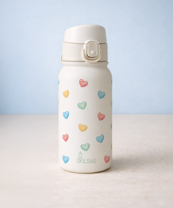 Alternative view of „Skilsas“ vaikiška nerūdijančio plieno gertuvė su dviem dangteliais – praktiškas pasirinkimas kiekvienai dienai (Širdelės), 350 ml