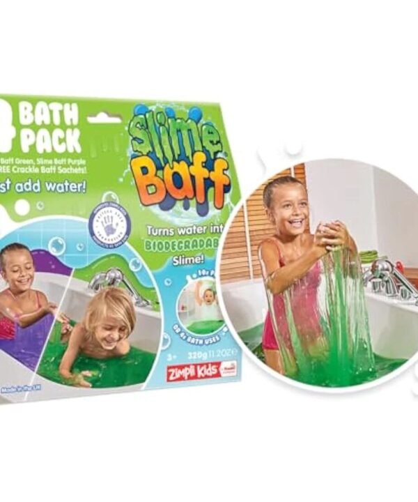Zimpli Kids Slime Baff Purple & Green – spalvingas slime vonios žaidimas vaikams, 4 pakuotės