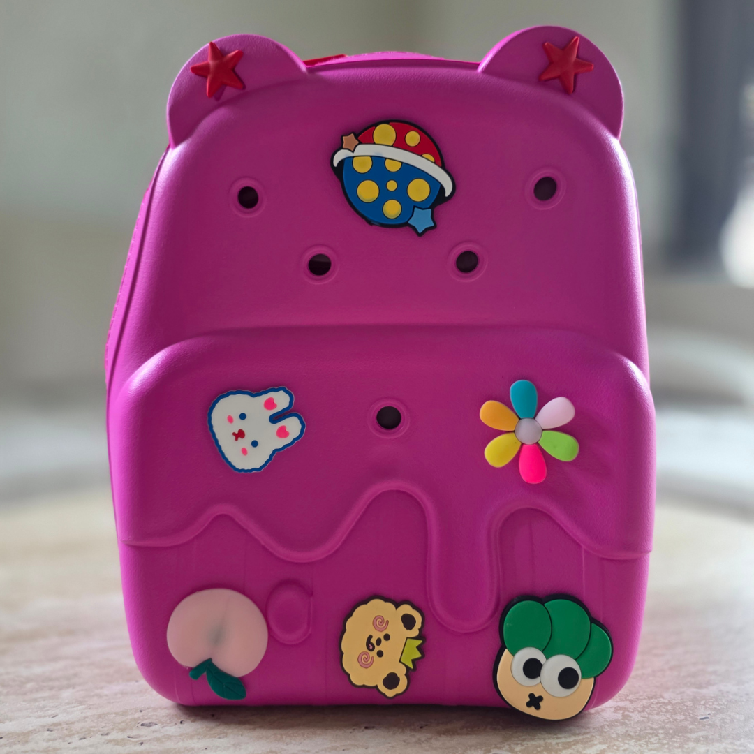Personalizuojama vaikiška kuprinė su keičiamomis dekoracijomis, rožinė 3 Personalizuojama vaikiška kuprinė su keičiamomis dekoracijomis, rožinė