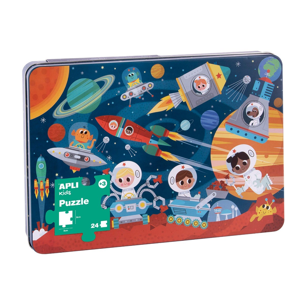 Apli Kids dėlionė metalinėje dėžutėje KOSMOSAS - Apli Kids 3 edukaciniai zaislai. Lavinamieji zaislai. Apli Kids . Apli Kids dėlionė metalinėje dėžutėje KOSMOSAS