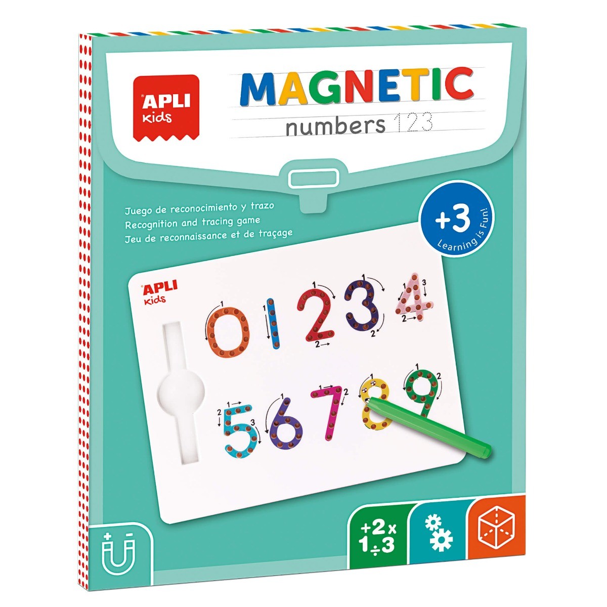 Mokomoji magnetinė lenta 123 SKAIČIAI - Apli Kids 3 edukaciniai zaislai. Lavinamieji zaislai. Apli Kids . Mokomoji magnetinė lenta 123 SKAIČIAI
