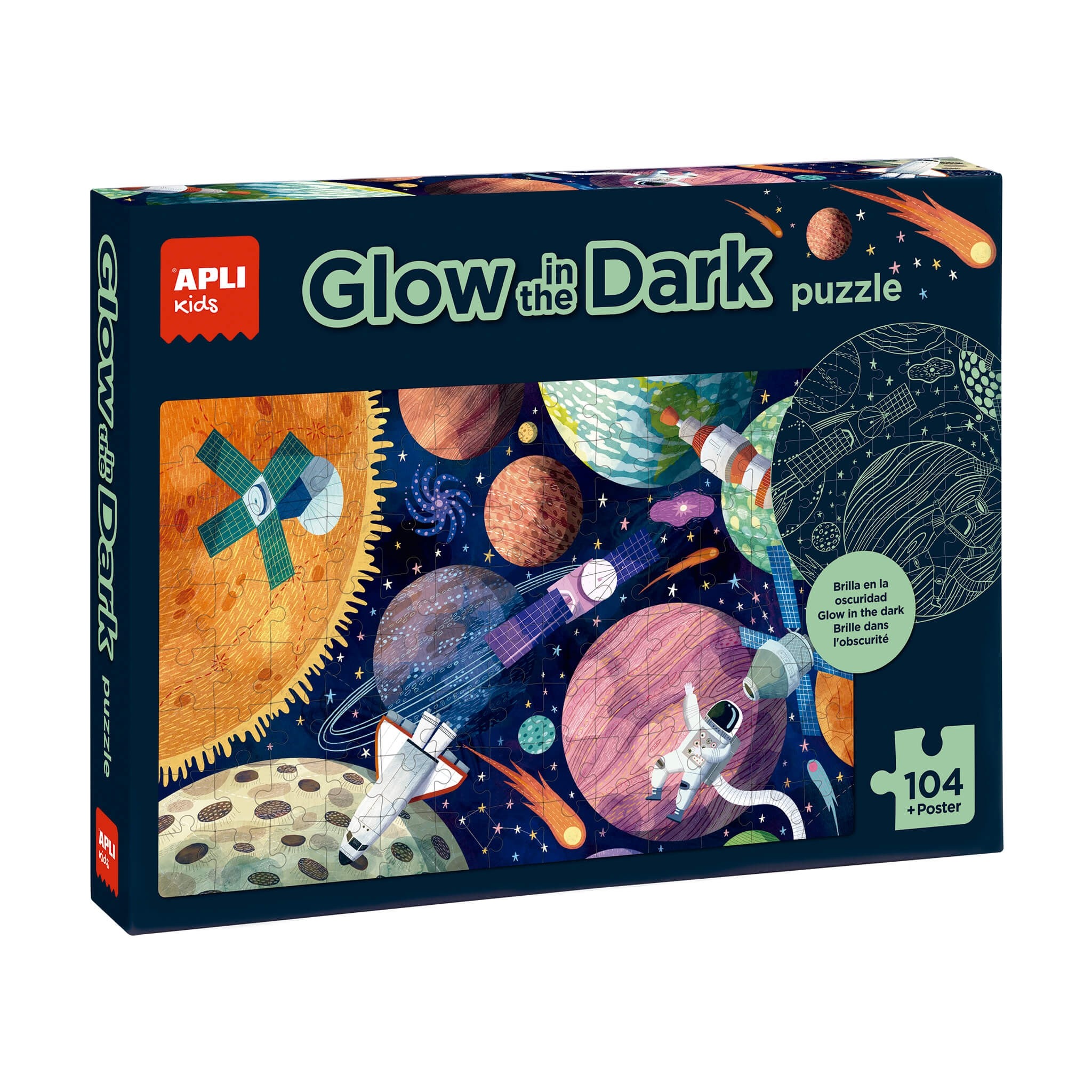 Tamsoje šviečianti dėlionė „Solar System” - Apli Kids 3 edukaciniai zaislai. Lavinamieji zaislai. Apli Kids . Tamsoje šviečianti dėlionė „Solar System”