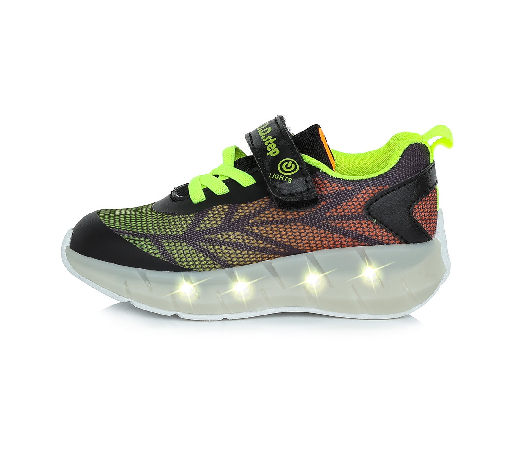 Juodi sportiniai LED batai 24-29 d. F061-391AM. D.D.Step (Vengrija). Batai vaikams 3 batukai vaikams D.D.Step (Vengrija) Juodi sportiniai LED batai 24-29 d. F061-391AM