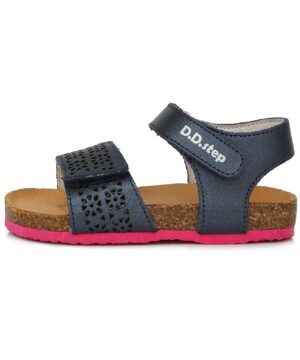 batukai vaikams D.D.Step (Vengrija)  Tamsiai mėlynos atviru užkulniu basutės kamštiniu padu 25-30 d. AC051741BM