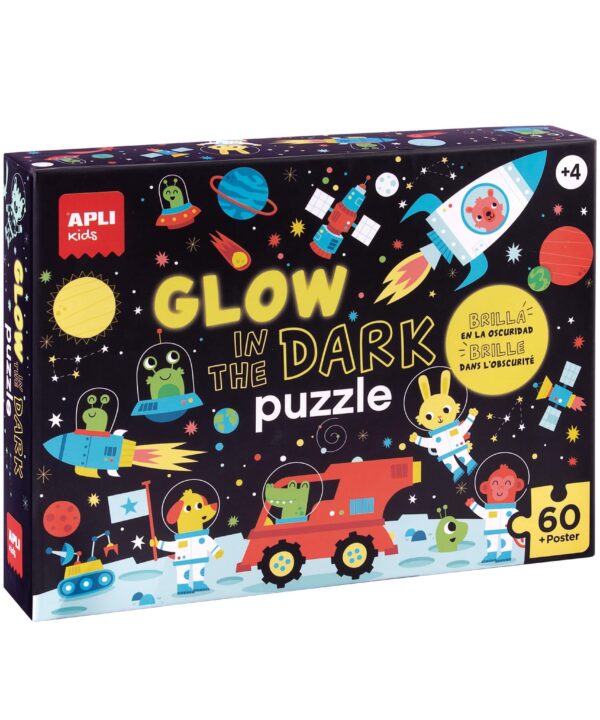 edukaciniai zaislai. Lavinamieji zaislai. Apli Kids . Tamsoje šviečianti dėlionė „Dark Space”