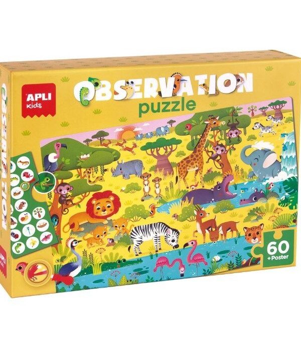 edukaciniai zaislai. Lavinamieji zaislai. Apli Kids . Pastabumo dėlionė – Savana