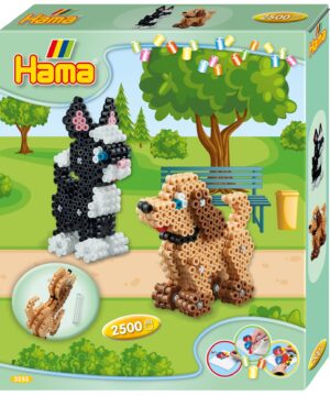 edukaciniai zaislai. Lavinamieji zaislai. HAMA . HAMA MIDI karoliukų rinkinys „Katinas ir šuo 3D“