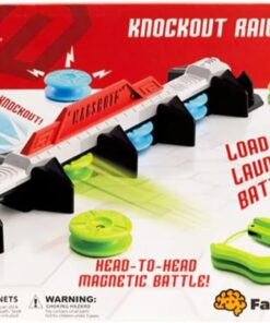 edukaciniai zaislai. Lavinamieji zaislai. FatBrainToys . Magshuto Knockout Rail – magnetinis triukų ir taiklumo žaidimas