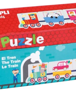 edukaciniai zaislai. Lavinamieji zaislai. Apli Kids . APLI dėlionė namelio formos dėžutėje „Traukinys“