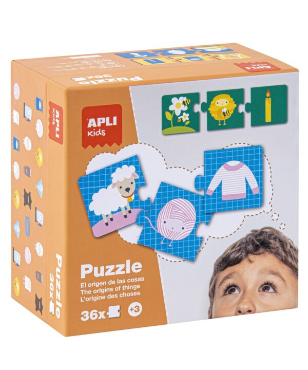 edukaciniai zaislai. Lavinamieji zaislai. Apli Kids . Apli Kids dėlionė „Daiktų kilmė”