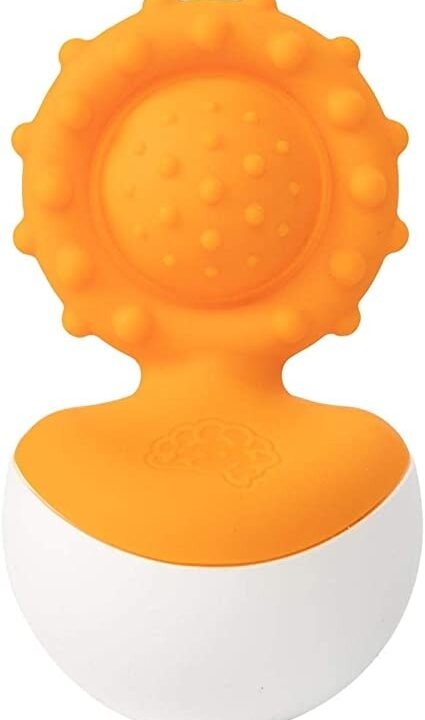 edukaciniai zaislai. Lavinamieji zaislai. FatBrainToys . Kūdikio žaislas „Dimpl Wobbl“ (oranžinis)