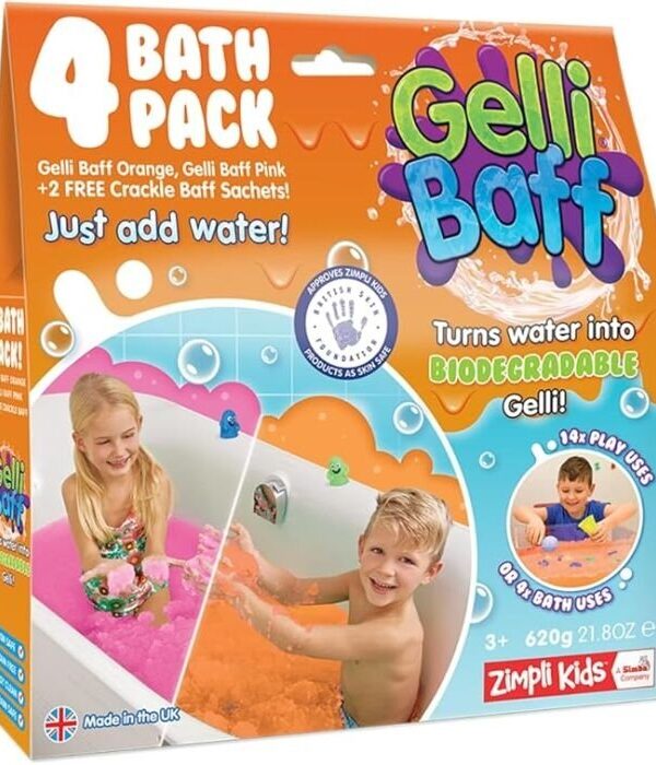 Zimpli Kids Gelli Baff Orange & Pink 600 g – spalvingas želė vonios žaidimas vaikams, 4 pakuotės