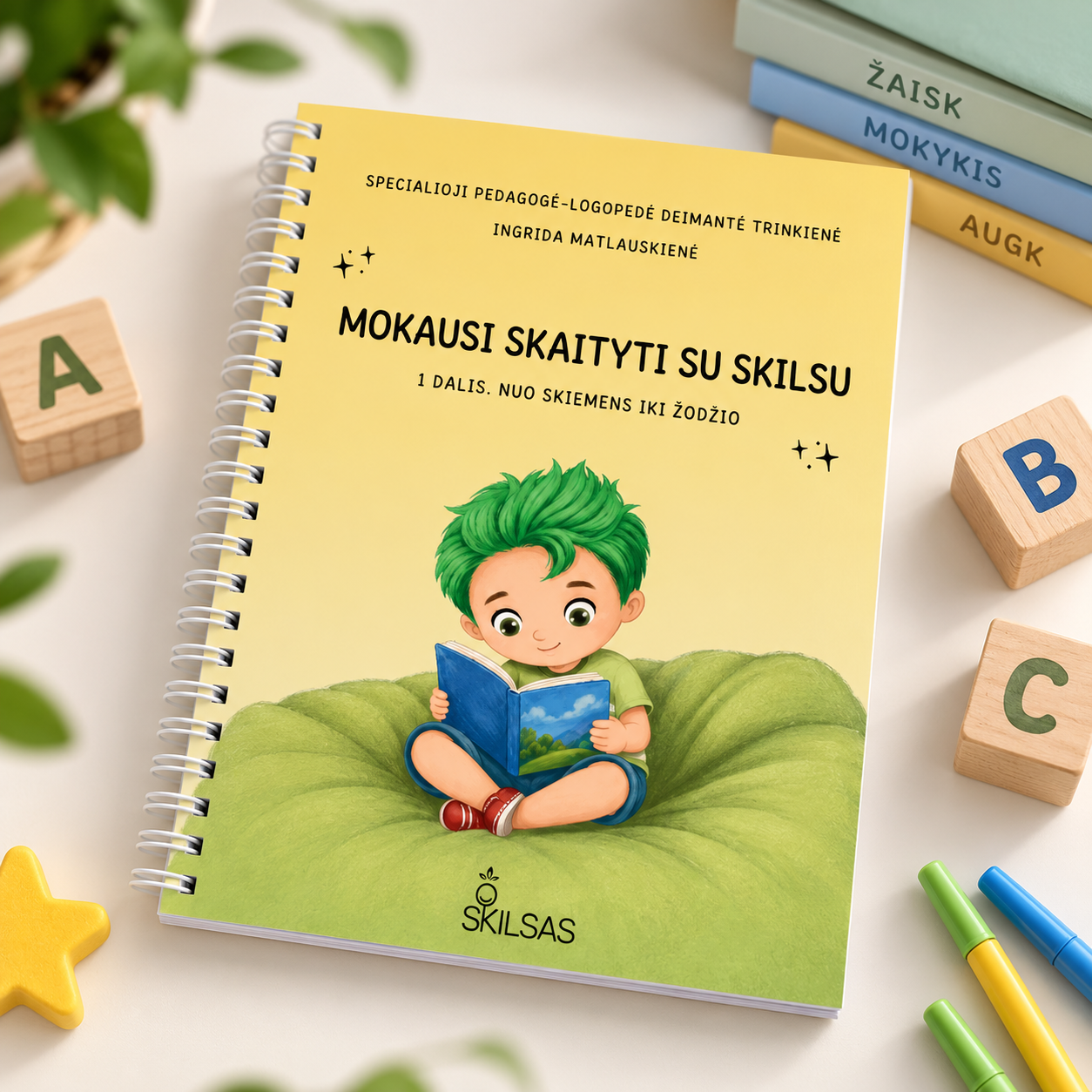 Lavinamoji knyga "Mokausi skaityti su Skilsu. Nuo skiemens iki žodžio ( 1 dalis)" 2 Lavinamoji knyga "Mokausi skaityti su Skilsu. Nuo skiemens iki žodžio ( 1 dalis)"