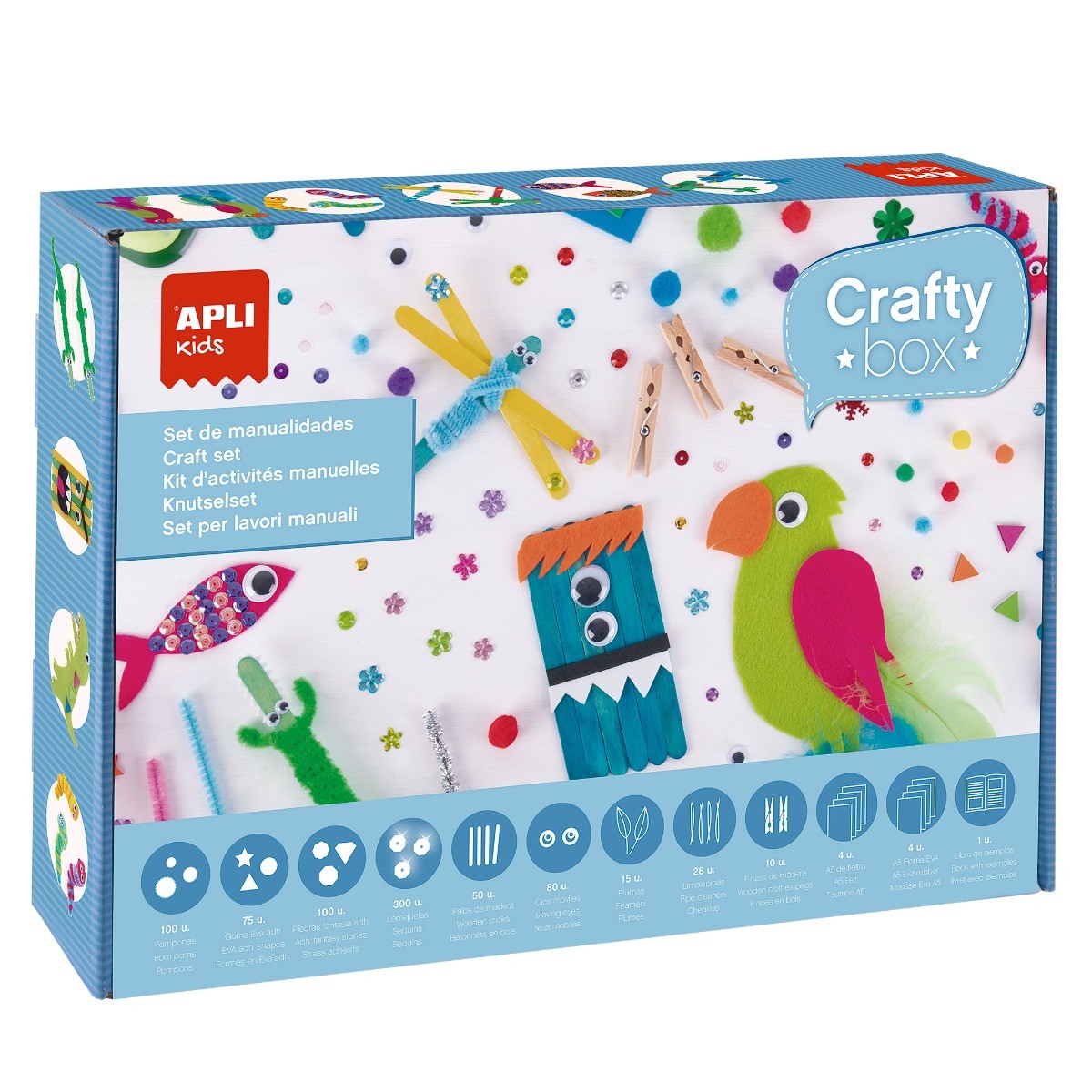 APLI Didysis kūrybinis rinkinys „Crafty Box“ (750+ d.) - Apli Kids 3 edukaciniai zaislai. Lavinamieji zaislai. Apli Kids . APLI Didysis kūrybinis rinkinys „Crafty Box“ (750+ d.)