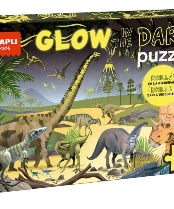 edukaciniai zaislai. Lavinamieji zaislai. Apli Kids . Tamsoje šviečianti dėlionė – Dinozaurai