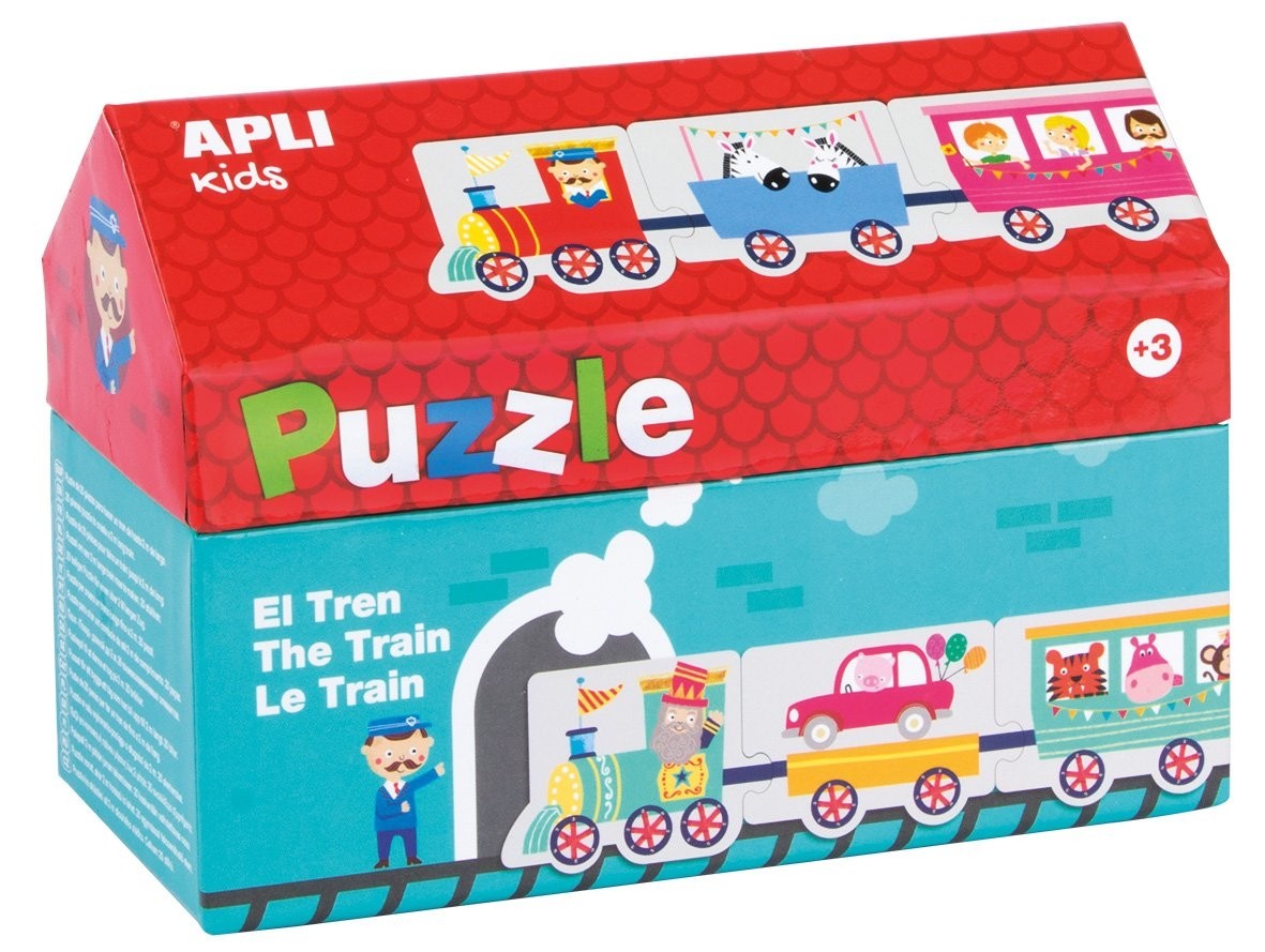 APLI dėlionė namelio formos dėžutėje „Traukinys“ - Apli Kids 3 edukaciniai zaislai. Lavinamieji zaislai. Apli Kids . APLI dėlionė namelio formos dėžutėje „Traukinys“
