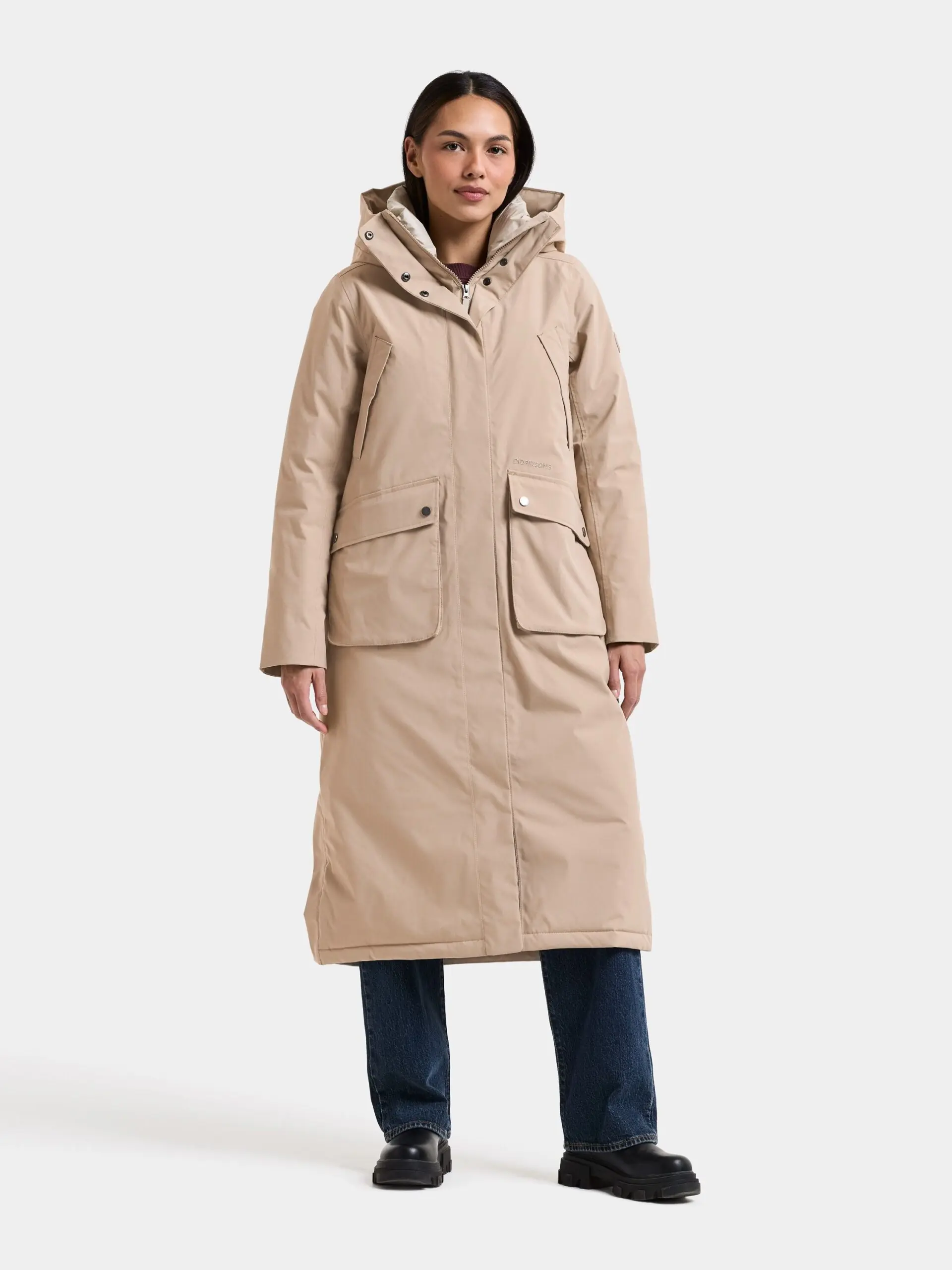 Didriksons moteriška ilga žieminė parka MELODY WNS PARKA LONG - Beige (Išankstinis užsakymas) 7 Didriksons MELODY moteriška parka Beige