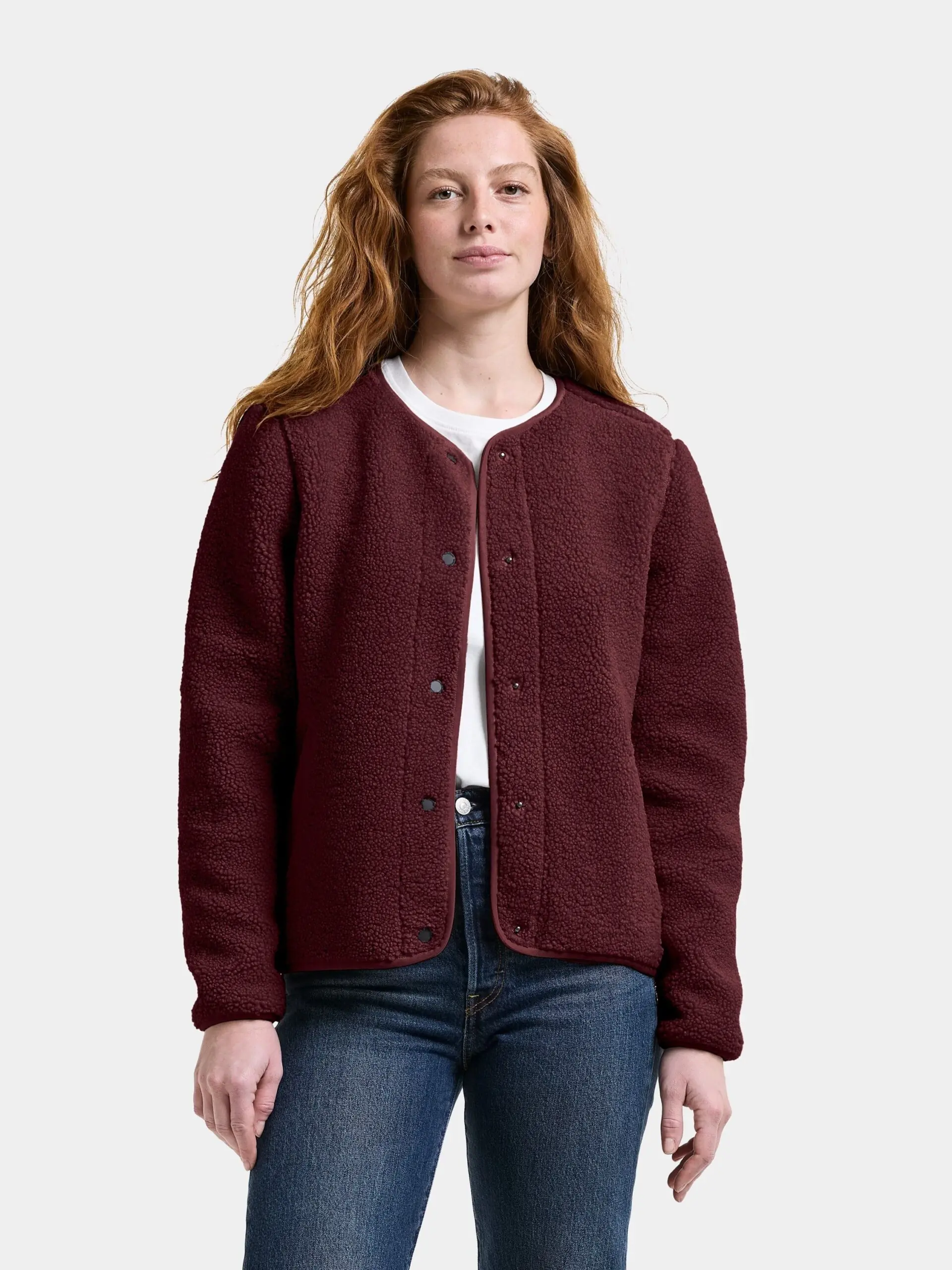 Didriksons moteriškas pūkuoto flisio džemperis su sagomis SELMA WNS JACKET - Old Rust (Išankstinis užsakymas) 6 Didriksons SELMA moteriškas džemperis Old Rust