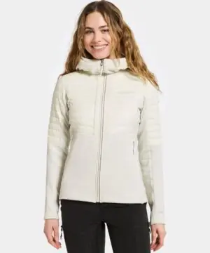 Didriksons moteriškas hibridinis džemperis ANNEMA WNS FULLZIP 6 - Shell White