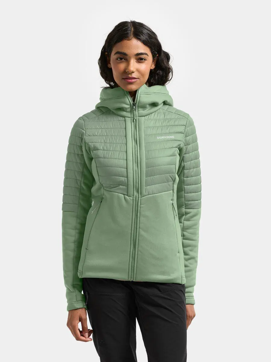 Didriksons moteriškas hibridinis džemperis ANNEMA WNS FULLZIP 6 - Light Moss (Išankstinis užsakymas) - Image 2