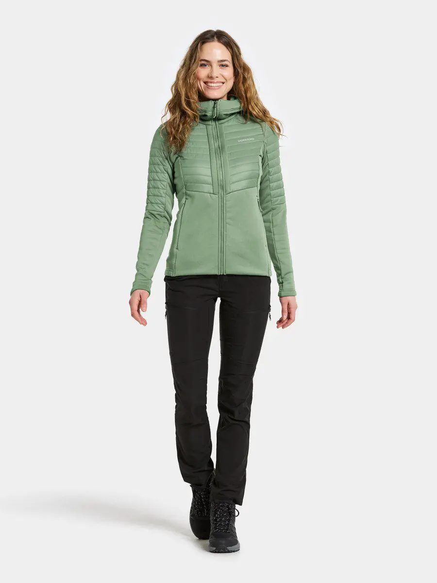 Didriksons moteriškas hibridinis džemperis ANNEMA WNS FULLZIP 6 - Light Moss (Išankstinis užsakymas) - Image 4