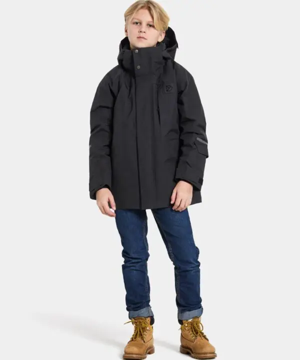 Alternative view of Didriksons žieminė striukė GABBRO KIDS JKT 2 - Black (Išankstinis užsakymas)
