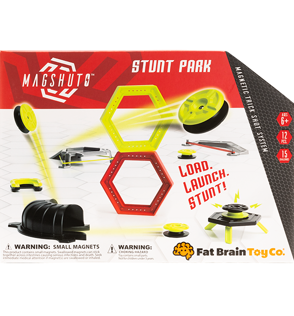edukaciniai zaislai. Lavinamieji zaislai. FatBrainToys . Fat Brain Toys Magshuto Stunt Park – magnetinių triukų ir taiklumo rinkinys