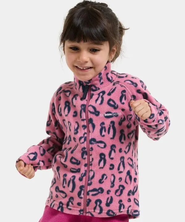 Didriksons džemperis su užtrauktuku MONTE PRINTED KIDS FULL-ZIP 11 - Penguino Pink