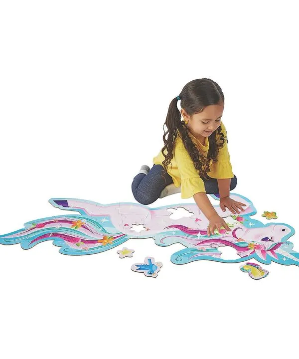 edukaciniai zaislai. Lavinamieji zaislai. Mindware . Grindų dėlionė Vienaragis (Shimmery Unicorn Floor Puzzle)